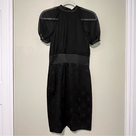 Max And Cleo Black Short Sleeve Sheer Top Geometric Bottom Cocktail Dress Size 4 - Picture 3 of 16